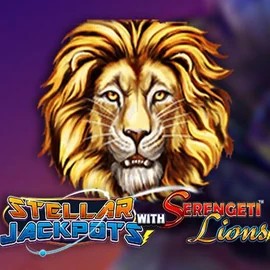 Logo of Stellar Jackpots with Serengeti Lions from Lightning Box Game at RivO Casino
