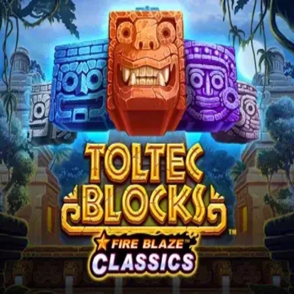 Fire Blaze: Toltec Blocks slot logo by Rarestone Gaming at RivO CasinoFire Blaze: Toltec Blocks
